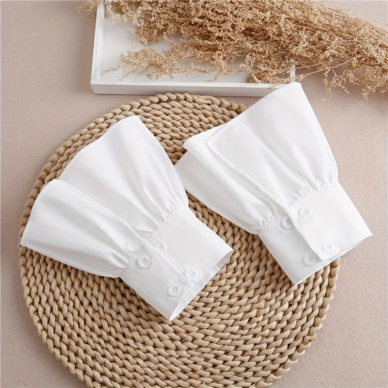 2pcs Ruffles Simple White Cuff - Wrist Wraps 评论和价格